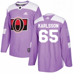 Mens Adidas Ottawa Senators 65 Erik Karlsson Authentic Purple Fights Cancer Practice NHL Jersey 