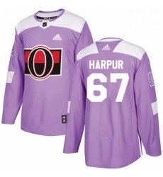 Mens Adidas Ottawa Senators 67 Ben Harpur Authentic Purple Fights Cancer Practice NHL Jersey 