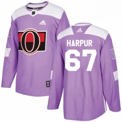 Mens Adidas Ottawa Senators 67 Ben Harpur Authentic Purple Fights Cancer Practice NHL Jersey 