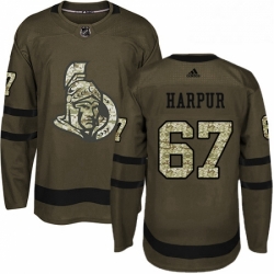 Mens Adidas Ottawa Senators 67 Ben Harpur Premier Green Salute to Service NHL Jersey 