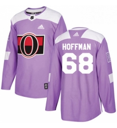Mens Adidas Ottawa Senators 68 Mike Hoffman Authentic Purple Fights Cancer Practice NHL Jersey 