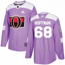 Mens Adidas Ottawa Senators 68 Mike Hoffman Authentic Purple Fights Cancer Practice NHL Jersey 