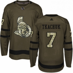 Mens Adidas Ottawa Senators 7 Brady Tkachuk Authentic Green Salute to Service NHL Jersey 