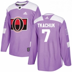 Mens Adidas Ottawa Senators 7 Brady Tkachuk Authentic Purple Fights Cancer Practice NHL Jersey 