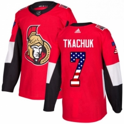 Mens Adidas Ottawa Senators 7 Brady Tkachuk Authentic Red USA Flag Fashion NHL Jersey 