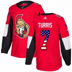 Mens Adidas Ottawa Senators 7 Kyle Turris Authentic Red USA Flag Fashion NHL Jersey 