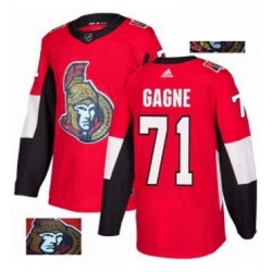 Mens Adidas Ottawa Senators 71 Gabriel Gagne Authentic Red Fashion Gold NHL Jersey 