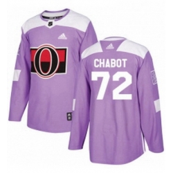 Mens Adidas Ottawa Senators 72 Thomas Chabot Authentic Purple Fights Cancer Practice NHL Jersey 