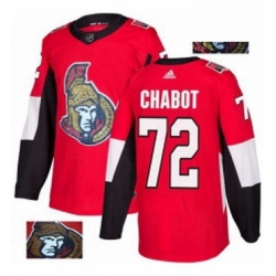 Mens Adidas Ottawa Senators 72 Thomas Chabot Authentic Red Fashion Gold NHL Jersey 