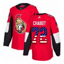 Mens Adidas Ottawa Senators 72 Thomas Chabot Authentic Red USA Flag Fashion NHL Jersey 