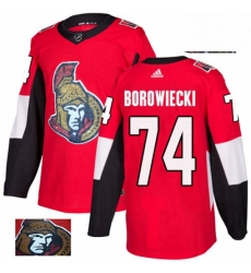Mens Adidas Ottawa Senators 74 Mark Borowiecki Authentic Red Fashion Gold NHL Jersey 