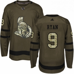 Mens Adidas Ottawa Senators 9 Bobby Ryan Authentic Green Salute to Service NHL Jersey 