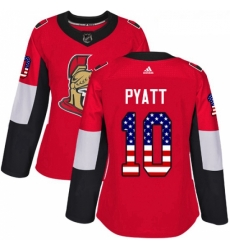 Womens Adidas Ottawa Senators 10 Tom Pyatt Authentic Red USA Flag Fashion NHL Jersey 