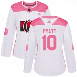 Womens Adidas Ottawa Senators 10 Tom Pyatt Authentic WhitePink Fashion NHL Jersey 