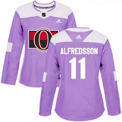 Womens Adidas Ottawa Senators 11 Daniel Alfredsson Authentic Purple Fights Cancer Practice NHL Jersey 