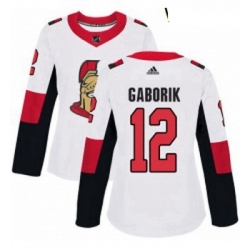 Womens Adidas Ottawa Senators 12 Marian Gaborik Authentic White Away NHL Jersey 