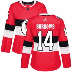 Womens Adidas Ottawa Senators 14 Alexandre Burrows Authentic Red 2017 100 Classic NHL Jersey 