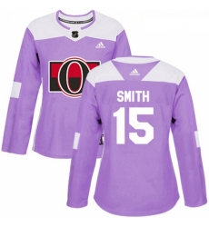 Womens Adidas Ottawa Senators 15 Zack Smith Authentic Purple Fights Cancer Practice NHL Jersey 