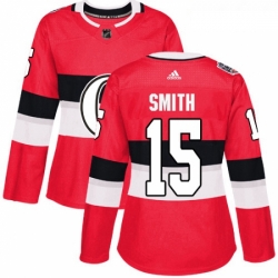 Womens Adidas Ottawa Senators 15 Zack Smith Authentic Red 2017 100 Classic NHL Jersey 