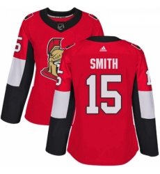 Womens Adidas Ottawa Senators 15 Zack Smith Authentic Red Home NHL Jersey 