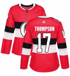 Womens Adidas Ottawa Senators 17 Nate Thompson Authentic Red 2017 100 Classic NHL Jersey 