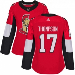 Womens Adidas Ottawa Senators 17 Nate Thompson Authentic Red Home NHL Jersey 