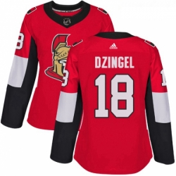 Womens Adidas Ottawa Senators 18 Ryan Dzingel Authentic Red Home NHL Jersey 
