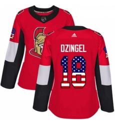 Womens Adidas Ottawa Senators 18 Ryan Dzingel Authentic Red USA Flag Fashion NHL Jersey 