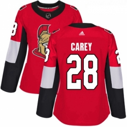 Womens Adidas Ottawa Senators 28 Paul Carey Premier Red Home NHL Jersey 