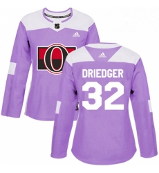 Womens Adidas Ottawa Senators 32 Chris Driedger Authentic Purple Fights Cancer Practice NHL Jersey 