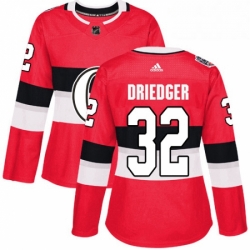 Womens Adidas Ottawa Senators 32 Chris Driedger Authentic Red 2017 100 Classic NHL Jersey 