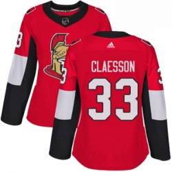 Womens Adidas Ottawa Senators 33 Fredrik Claesson Premier Red Home NHL Jersey 