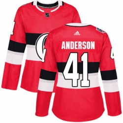 Womens Adidas Ottawa Senators 41 Craig Anderson Authentic Red 2017 100 Classic NHL Jersey 