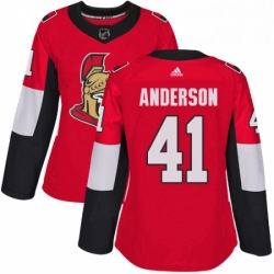 Womens Adidas Ottawa Senators 41 Craig Anderson Premier Red Home NHL Jersey 