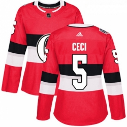 Womens Adidas Ottawa Senators 5 Cody Ceci Authentic Red 2017 100 Classic NHL Jersey 