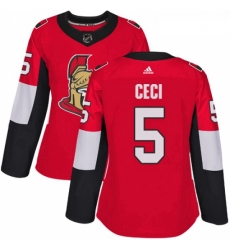 Womens Adidas Ottawa Senators 5 Cody Ceci Premier Red Home NHL Jersey 