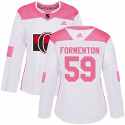 Womens Adidas Ottawa Senators 59 Alex Formenton Authentic WhitePink Fashion NHL Jersey 
