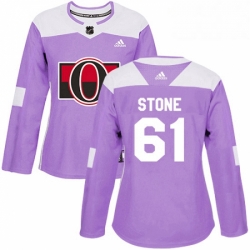 Womens Adidas Ottawa Senators 61 Mark Stone Authentic Purple Fights Cancer Practice NHL Jersey 