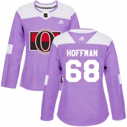 Womens Adidas Ottawa Senators 68 Mike Hoffman Authentic Purple Fights Cancer Practice NHL Jersey 