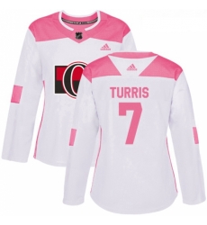 Womens Adidas Ottawa Senators 7 Kyle Turris Authentic WhitePink Fashion NHL Jersey 
