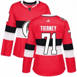 Womens Adidas Ottawa Senators 71 Chris Tierney Authentic Red 2017 100 Classic NHL Jersey 