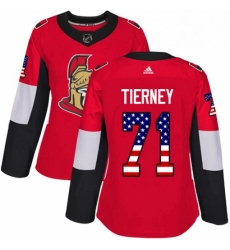 Womens Adidas Ottawa Senators 71 Chris Tierney Authentic Red USA Flag Fashion NHL Jersey 