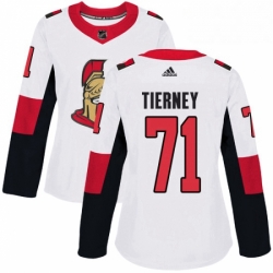Womens Adidas Ottawa Senators 71 Chris Tierney Authentic White Away NHL Jersey 