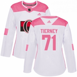 Womens Adidas Ottawa Senators 71 Chris Tierney Authentic White Pink Fashion NHL Jersey 