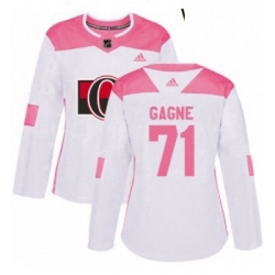 Womens Adidas Ottawa Senators 71 Gabriel Gagne Authentic WhitePink Fashion NHL Jersey 