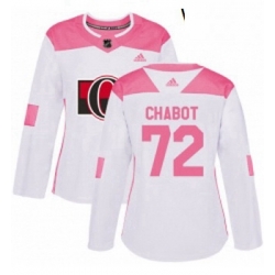Womens Adidas Ottawa Senators 72 Thomas Chabot Authentic WhitePink Fashion NHL Jersey 