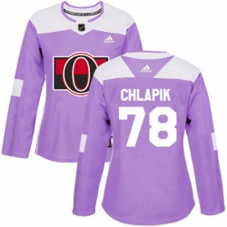 Womens Adidas Ottawa Senators 78 Filip Chlapik Authentic Purple Fights Cancer Practice NHL Jersey 