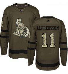 Youth Adidas Ottawa Senators 11 Daniel Alfredsson Authentic Green Salute to Service NHL Jersey 