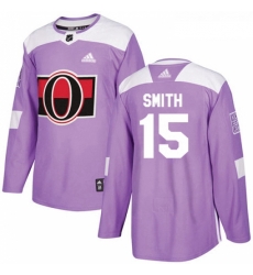 Youth Adidas Ottawa Senators 15 Zack Smith Authentic Purple Fights Cancer Practice NHL Jersey 