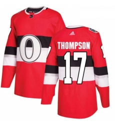 Youth Adidas Ottawa Senators 17 Nate Thompson Authentic Red 2017 100 Classic NHL Jersey 